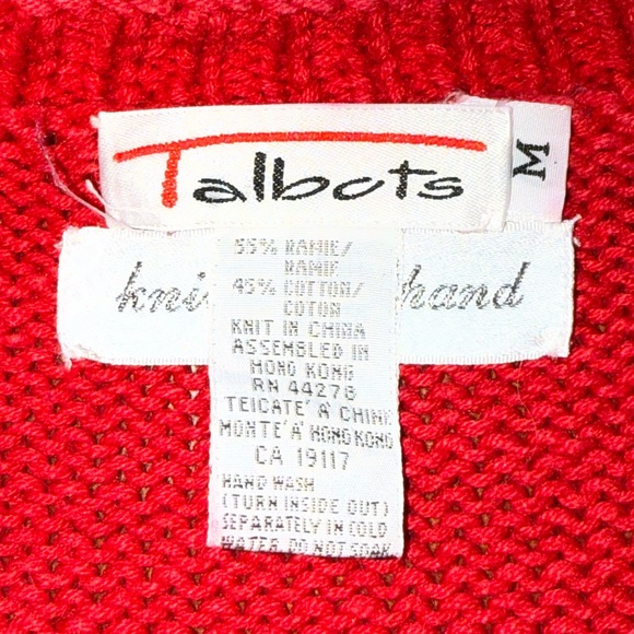 Vintage Talbots Christmas Hand Knit Button Cardigan Sweater Womens M Holiday - Picture 4 of 8